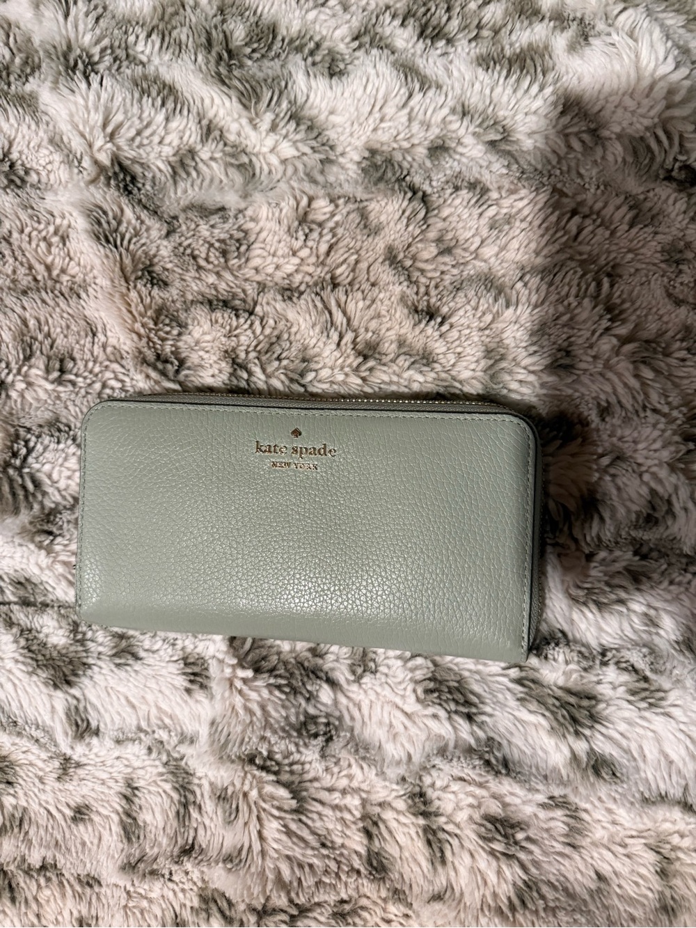 kate spade Zip-Around Pebbled Wallet in Sage